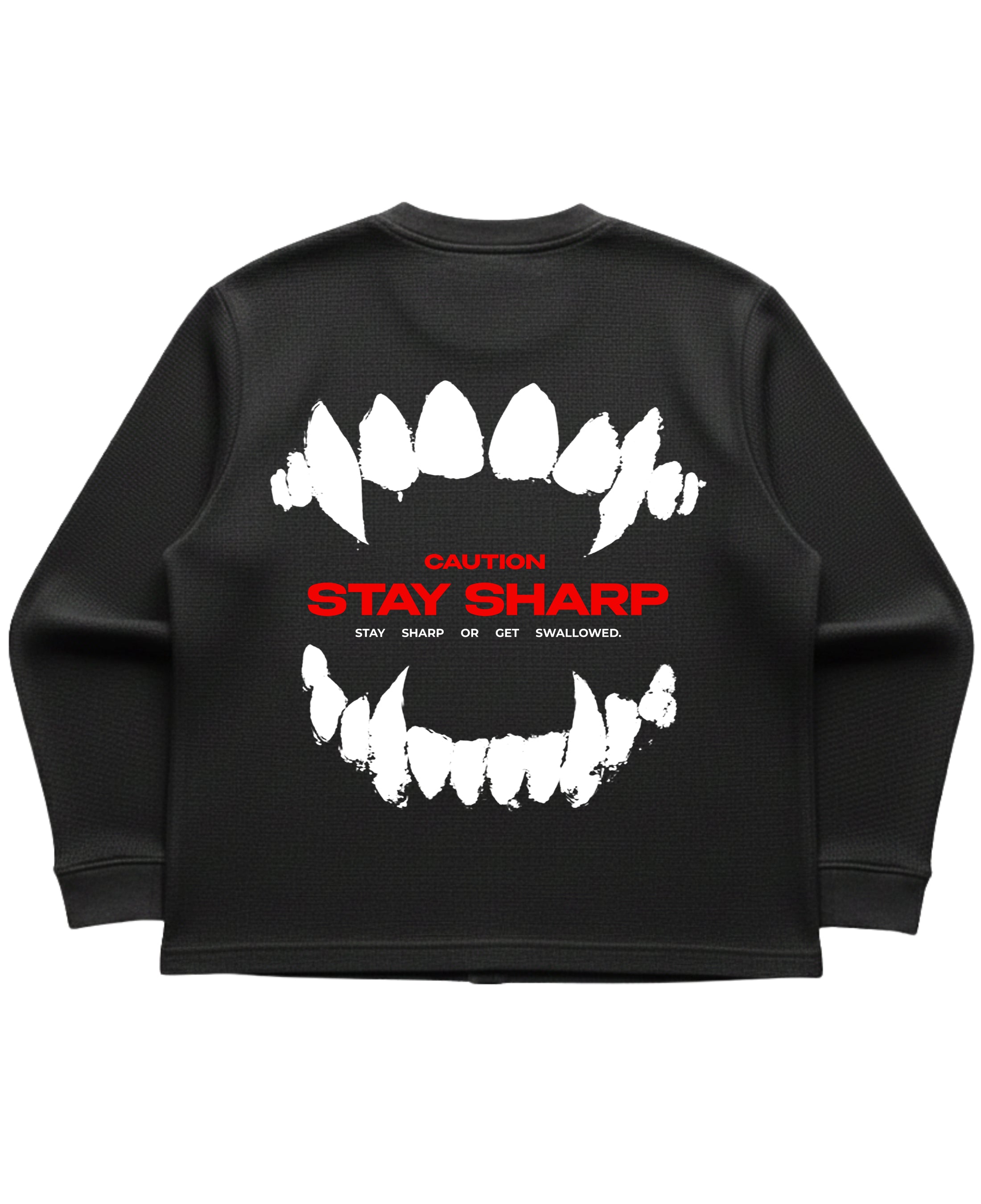 Black waffle knit oversized full-sleeve Back Design